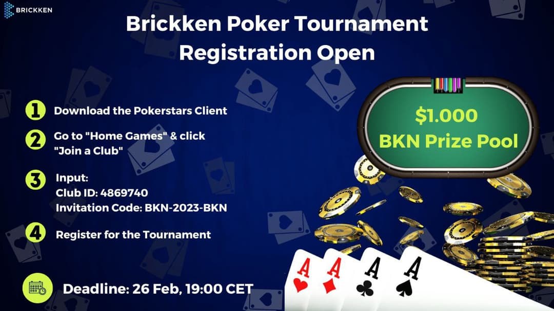 Brickken Poker Tournament Registration Open